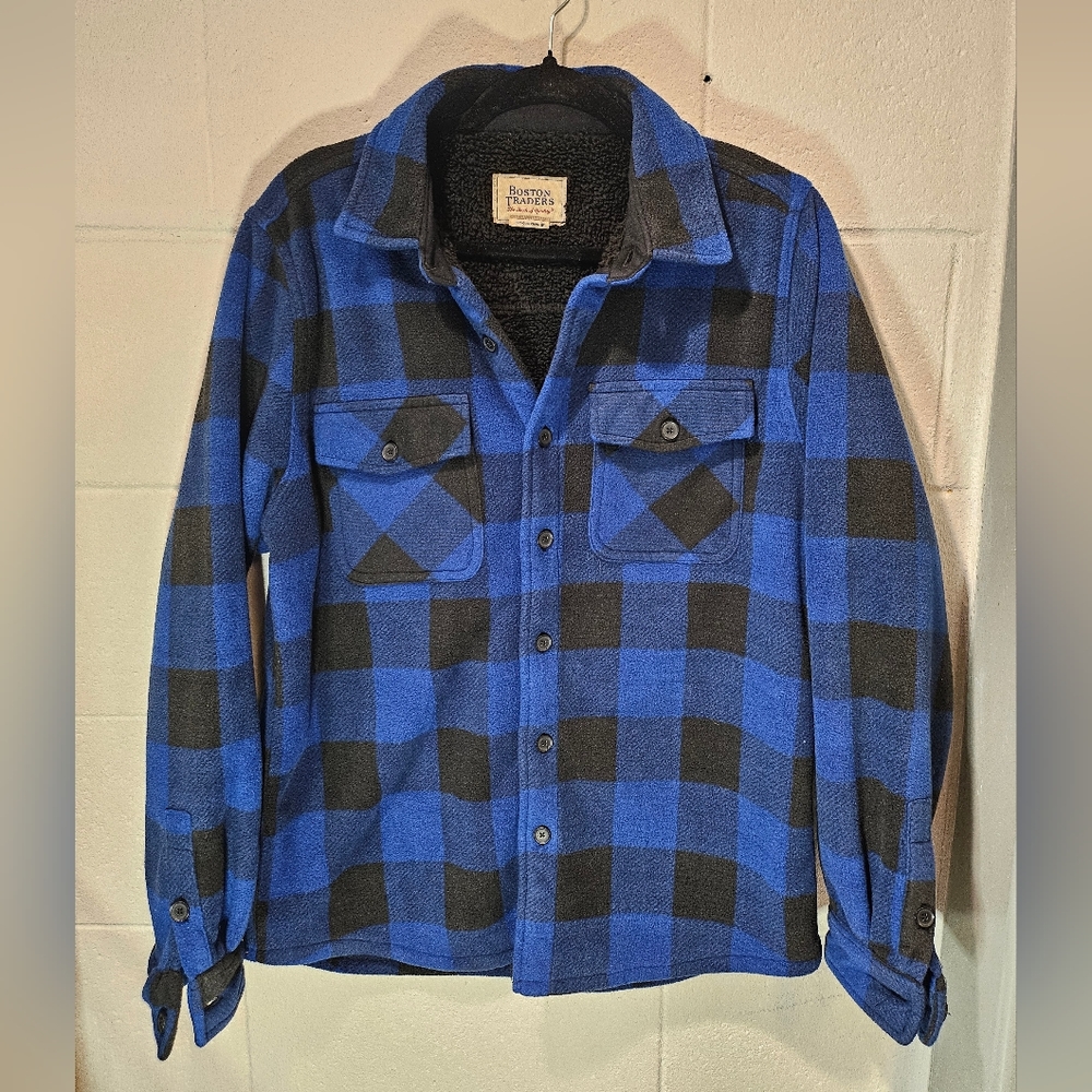 Boston Traders Men's flannel Shirt Jacket, Polar Fleece M